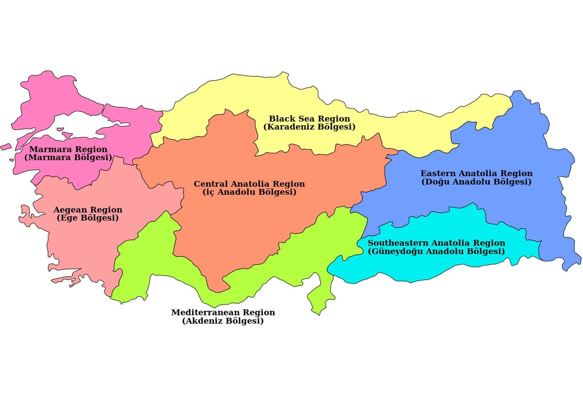 的土耳其地图区域