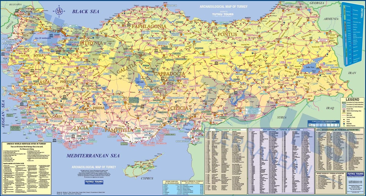 考古地点，在土耳其地图