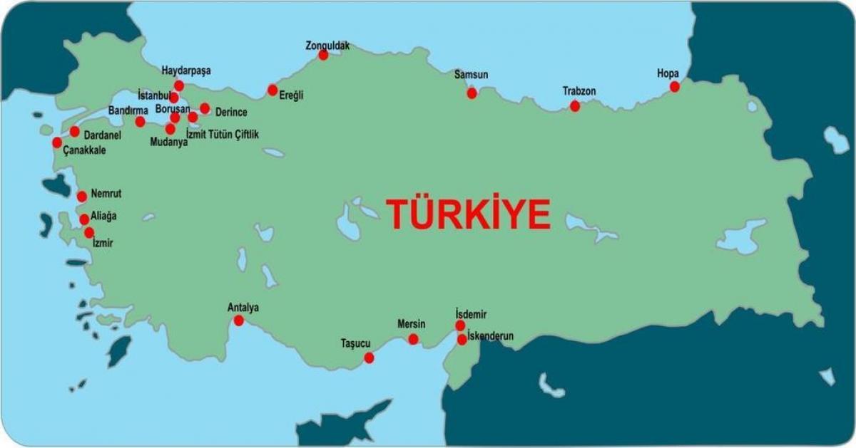 地图上的土耳其港口