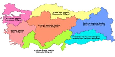的土耳其地图区域